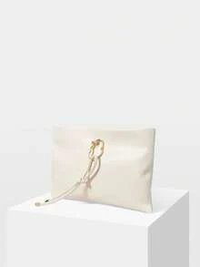 MOTF BOLSO DE MANO PARA DAMAS, BOLSO DE MANO CUADRADO CON HEBILLA DELICADA - Beis - Ver 2
