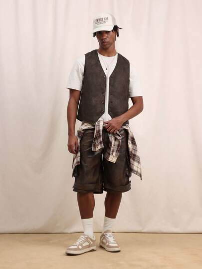 SUMWON Men Sleeveless Button Up Vest Casual Layering Waistcoat Classic V-Neck Regular Fit Formal Business Autumn Winter Style Outerwear