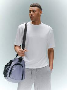 Driftmere 男士夏季休闲纯色落肩T恤 - 白色 - 查看 5