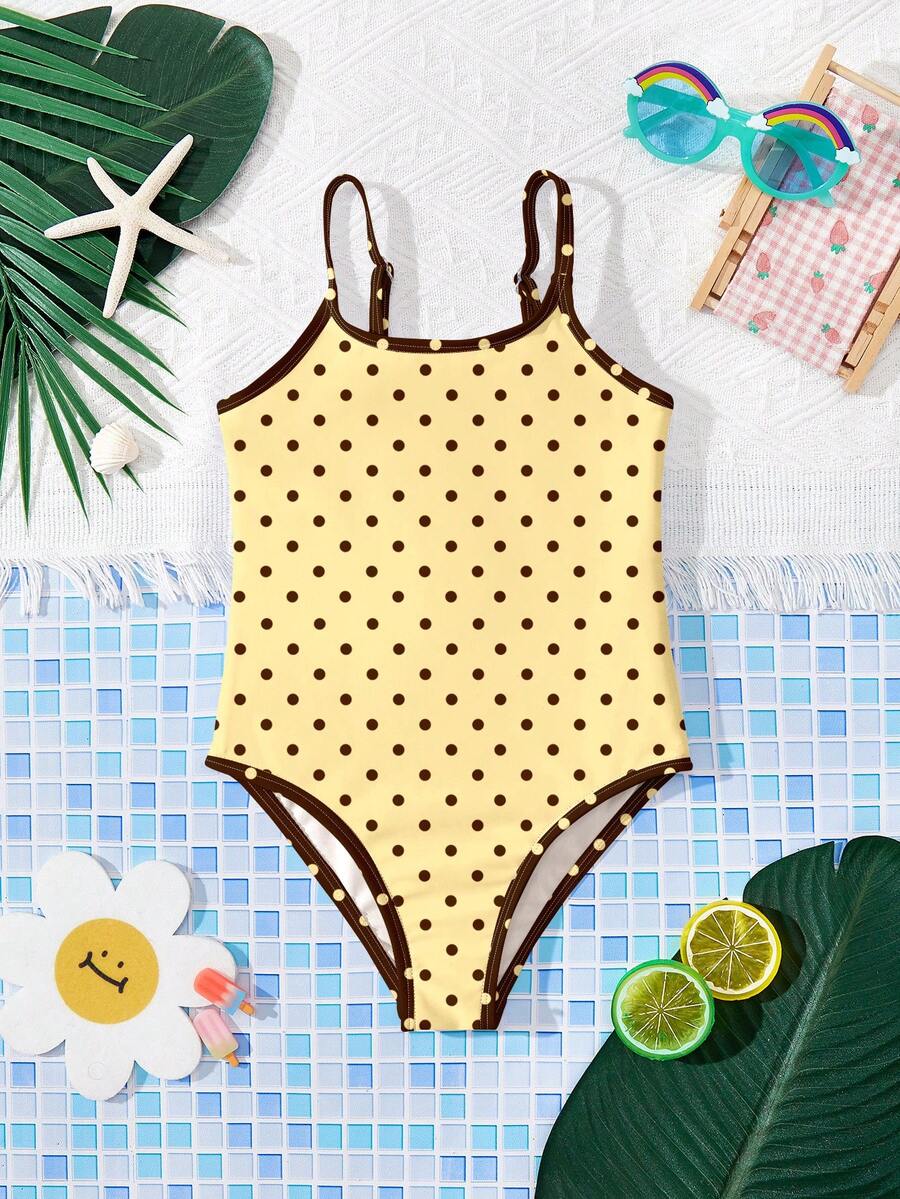 SHEIN 适合夏季的少女休闲简约连体泳衣 - 彩色 - 查看 1