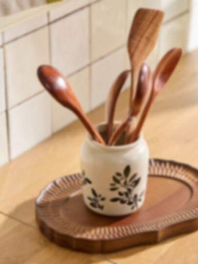 Cirelle Hand-Painted Vintage Ceramic Storage Canister – Multi-Use Desktop Organizer As Pen Holder, Vase & Decor – High Aesthetic Home & Office Desk Accessory