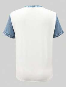 女士字母印花短袖休闲圆领T恤 - 彩色 - 查看 2