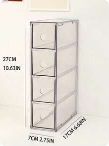 1 pièce Boîte de rangement de bureau en acrylique à 4 compartiments, grande capacité, double usage, porte-stylo, étui à lentilles de contact créatif, organisateur de tiroir pour étudiants et bureau, rangement pour cannes, marqueurs et articles de papeterie. - Transparent - Voir 7