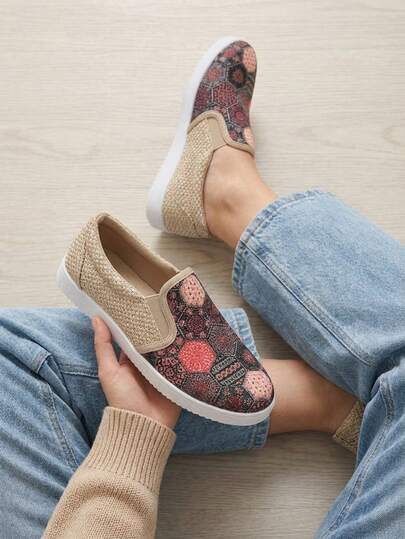 Tenis mujer slip on casuales tipo tejidos multicolor estampados floral cómodos urbanos calzado diario verano ligeros plantilla suave básicos originales frescos moda femenina verano