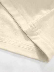 Manfinity EMRG Young Men's Beige Summer Streetwear City Break Casual Loose Short Sleeve T-Shirt With Minimalist Star & Letter Print,Fashion Daily Wear Gift For Him - Khaki - View 3