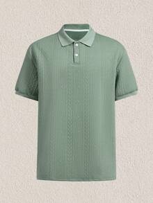 Mercer Haus Men's Textured Design Polo Shirt , Suitable For Summer Tropical Holiday Vacation In Hawaii. - Green - View 1