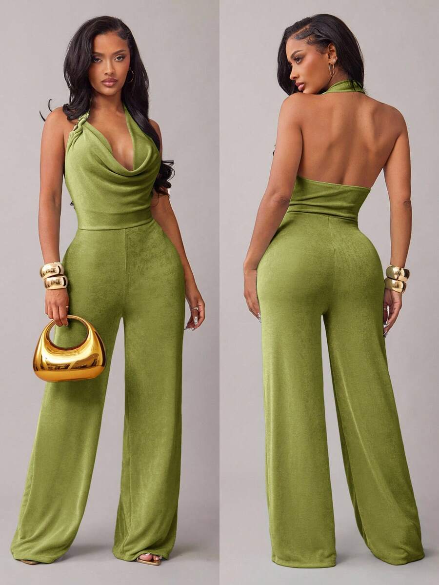 Radiana Bộ jumpsuit cổ yếm gợi cảm và thanh lịch dành cho nữ, thích hợp cho các buổi hẹn hò, tụ họp, tiệc tùng, hộp đêm, lễ hội. - màu xanh lá - Xem 1