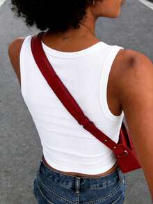 INAWLY Top de tirantes con lentejuelas y aplicaciones de lentejuelas, estilo de ropa urbana, camisa corta de moda - Blanco - Ver 2