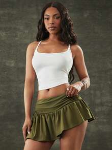 Denimoi Asymmetrical Mini Skirt Flowy Mini Skirt Brunch Outfits Sexy Short Skirts Vacation Skirts - Green - View 1