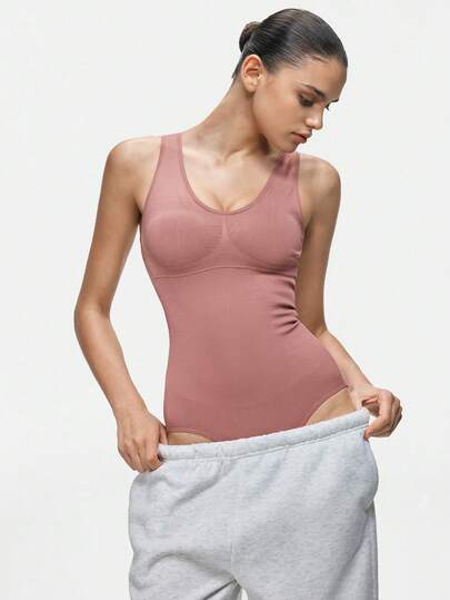 SHAPORA Mono sin espalda de unicolor minimalista para mujer