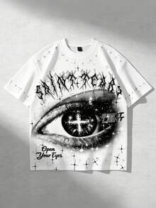 ROMWE MEN 2026 Spring/Summer/Autumn Men's Casual Fashion Round Neck Printed Short Sleeve T-Shirt - White - View 1