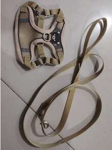 A Fashionable Printed Dog Harness And Leash Set, Featuring Breathable Mesh Fabric And Reflective Details. Designed To Prevent Dogs From Escaping, It Offers A Comfortable Fit For Small To Medium-Sized Dogs (Such As French Bulldogs). Durable And Long-Lasting, It's The Perfect Gear For Outdoor Adventures And An Essential Pet Accessory For Stylish Dog Walking. - Beige - View 10