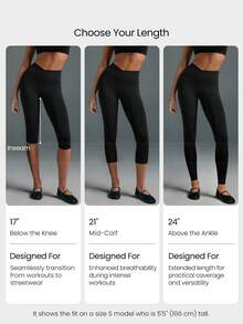 GLOWMODE 21" FeatherFit™ Crossover Waist Y-Shaped Butt Seam Cutie Capri Leggings Low Impact Yoga Pilates Studio Daily Spring Summer - Black - View 2