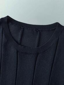 Driftmere 男士夏季圆领罗纹针织短袖T恤 - 藏蓝色 - 查看 3