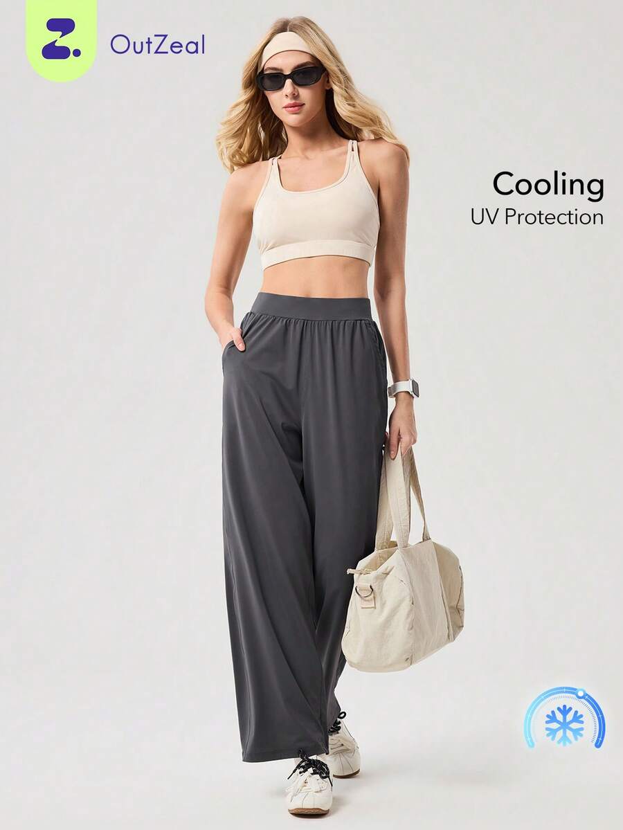 OutZeal 女士运动裤 日常休闲 防紫外线 凉爽触感 高腰直筒裤 - 灰色 - 查看 1