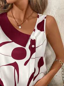 SHEIN LUNE 撞色无袖衬衫，夏季 - 紅色 - 查看 7