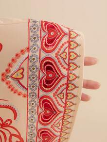 LOTSLUV 女士杏色和橙色半身裙，饰有心形和孔雀图案、刺绣和串珠装饰，适合春夏穿着。 - 橘色 - 查看 7