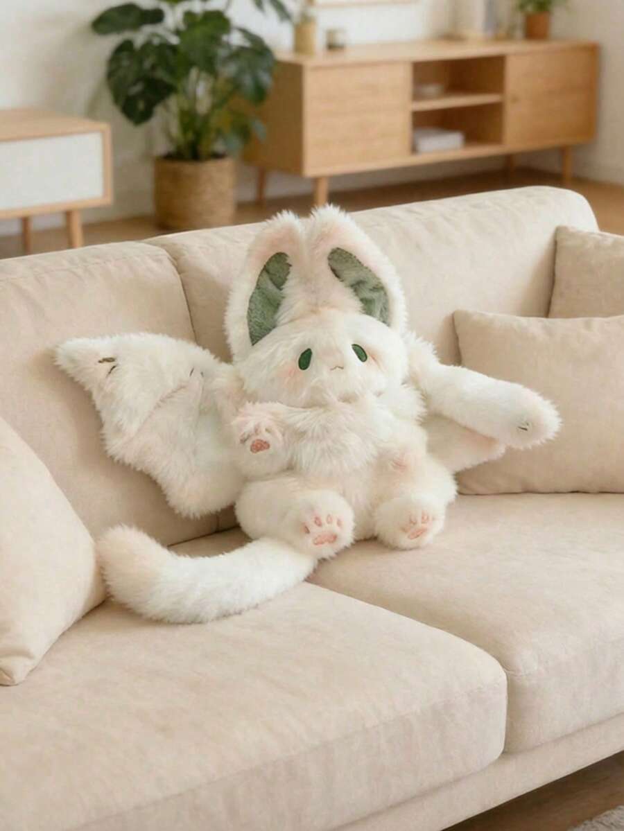 MINKOJA Cute Creative Flying White Rabbit Wings Bat Plush Toy, Durable Fabric, Rabbit Appearance With Wings, Suitable For Easter Gifts, Holiday Birthday, Party Gifts, Home Decoration Ornaments - Multicolor - View 1