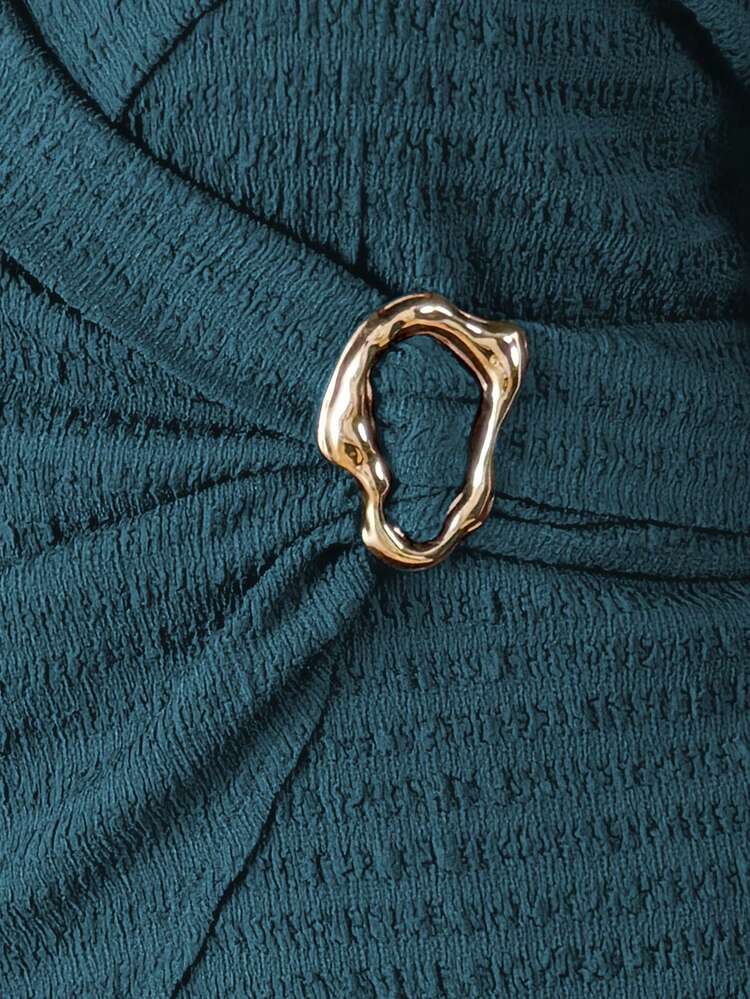 Elenzga Conjunto de 2 piezas de talla grande para mujer, estilo francés, casual y elegante, con blusa de manga larga y pantalones, para otoño/invierno - Agua verde azul - Añade 7