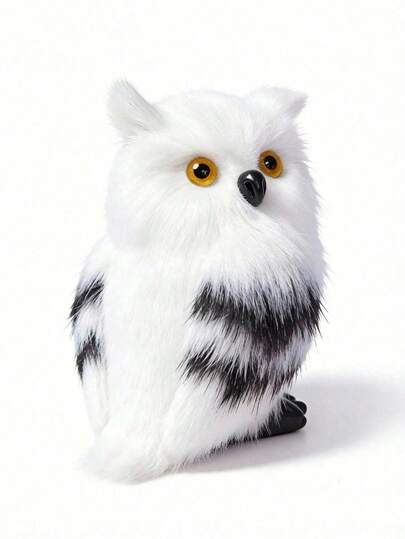 POKOJA LAND 猫头鹰毛绒玩具，逼真猫头鹰毛绒玩具，柔软白色皮毛，细节栩栩如生，可爱猫头鹰毛绒包挂件，生日礼物惊喜礼品及房间装饰
