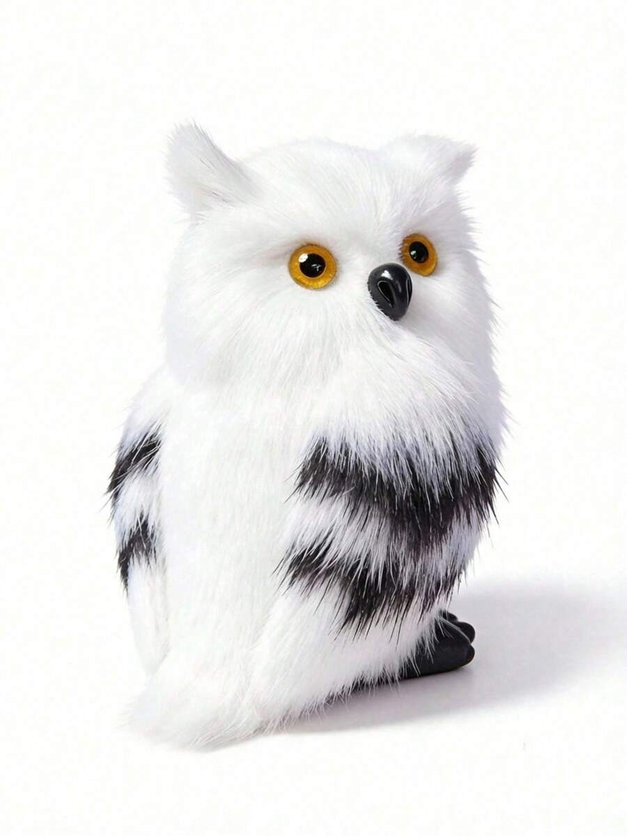 POKOJA LAND 猫头鹰毛绒玩具，逼真猫头鹰毛绒玩具，柔软白色皮毛，细节栩栩如生，可爱猫头鹰毛绒包挂件，生日礼物惊喜礼品及房间装饰 - 彩色 - 查看 1