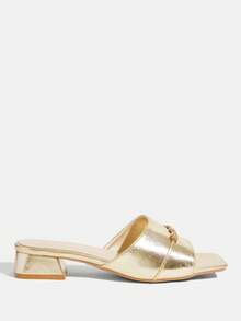 CUCCOO TILAWA 方头方扣轻便时尚外套百搭优雅气质金色拖鞋 - 金色 - 查看 2