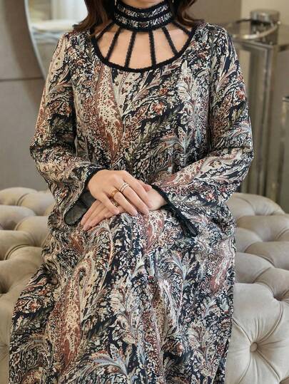 Al Najma Đầm cỡ lớn dành cho nữ, họa tiết Paisley kiểu Ả Rập.