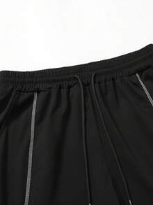 PAVTROS 男士字母印花圆领短袖T恤搭配抽绳短裤，休闲日常穿搭 - 彩色 - 查看 7