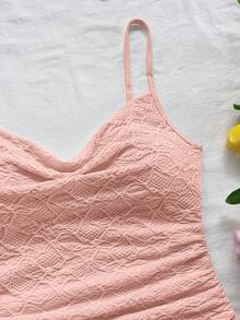 Soleia Spaghetti Strap Ruched Backless Mini Dress, Light Yellow, Suitable For Holiday, Date, Valentine's Day, Afternoon Tea, Vacation, Music Festival, Bohemian - Pink - View 5