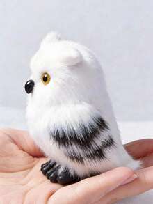 POKOJA LAND 猫头鹰毛绒玩具，逼真猫头鹰毛绒玩具，柔软白色皮毛，细节栩栩如生，可爱猫头鹰毛绒包挂件，生日礼物惊喜礼品及房间装饰 - 彩色 - 查看 5