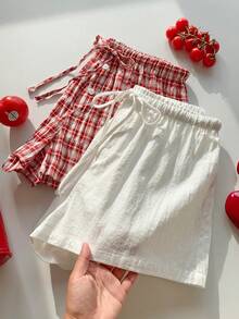 Comfortcana 2条装女士新款亚麻条纹短裤 - 彩色 - 查看 8