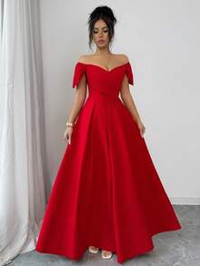 SHEIN Elenzya Elegant Daily Commute Fashion French Street Retro Versatile Party Holiday Business Wine Red Long Sleeve Dress, Summer - Burgundy - View 3