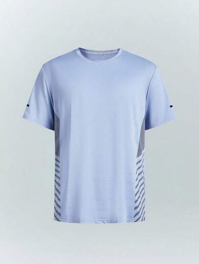 Driftmere Camiseta para hombre, casual de seda de hielo transpirable y de secado rápido de manga corta, minimalista y con estampado de moda de cuello redondo de manga corta, ropa deportiva ligera, suelta y versátil