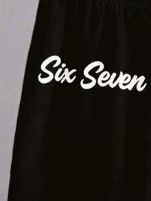 SHEIN Bộ 2 món dành cho bé trai tuổi teen, phong cách thường ngày, sáng tạo, cá tính, tươi mới, tối giản, in số 67 sọc đen trắng và be, áo thun và quần short dáng rộng, thoải mái mặc hàng ngày, kiểu dáng mùa hè ấm áp, phù hợp cho mùa xuân và mùa hè. - Nhiều màu - Xem 5