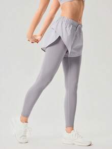 OutZeal 女士健身运动裤二合一紧身裤跑步健身普拉提凉爽触感防紫外线运动裤 - 淡紫色 - 查看 8