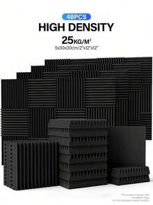 SHEIN ODEK PRETTY 48 Miếng - Tấm cách âm 12"X12"X1/2", Miếng xốp cách âm hình nêm giảm tiếng ồn và hấp thụ âm thanh cho phòng thu âm, phòng nhạc, phòng chơi game, podcasting | Tấm xốp cách âm mật độ cao (có keo hai mặt) - Nhiều màu - Xem 20