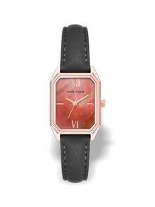 Đồng hồ nữ Anne Klein dây da - black/burgundy - Xem 2