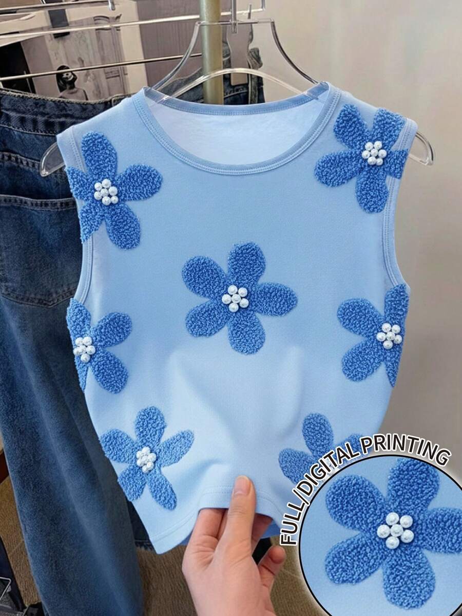 Resyla Women's Cropped Tank Top, Floral Pattern, Suitable For Fashionable Commuting - Multicolor - View 1