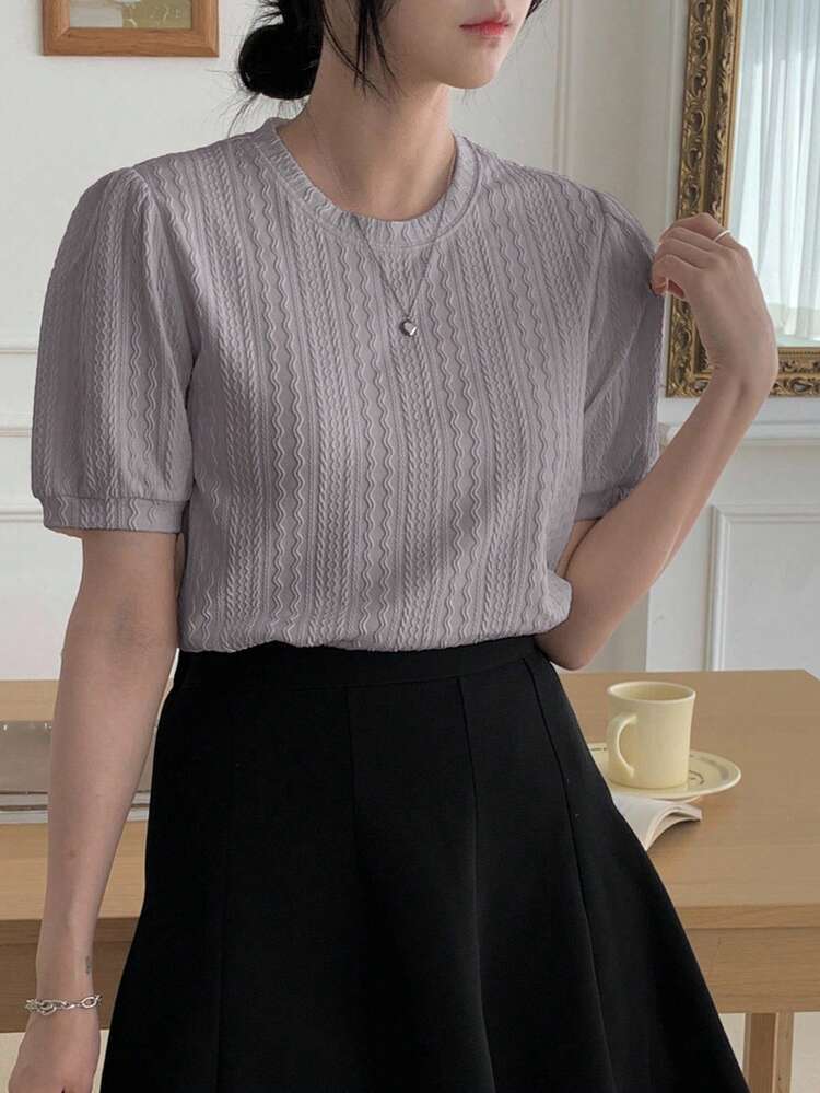 Women's Summer Round Neck Commuting Versatile Loose Casual Short Sleeve T-Shirt