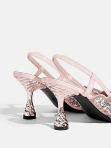 CUCCOO TILAWA 女士时尚派对尖头细高跟露珠和水钻高跟鞋 - 香檳色 - 查看 5