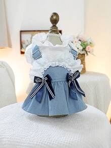 PETSIN 1pc Pet Lace Ruffled Shoulder Strap Skirt, Spring And Summer Thin Princess Style Dress, Cat/Dog Universal Clothing - mixed color - View 6