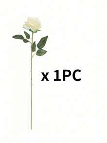 1pc/ 6pcs/ 10pcs Artificial Silk Roses Flowers Realistic Long Stem Fake Rose Bouquet For Home Wedding Party Mother Day Valentine Table Centerpiece DIY Arrangement - White - View 12