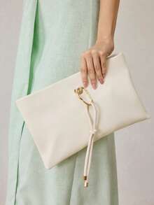 MOTF BOLSO DE MANO PARA DAMAS, BOLSO DE MANO CUADRADO CON HEBILLA DELICADA - Beis - Ver 6