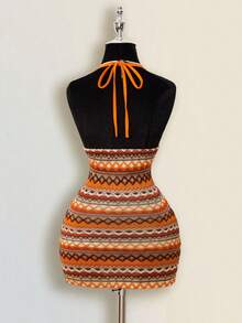 SHEIN ICON 女士夏季休闲条纹露背吊带迷你连衣裙 - 彩色 - 查看 2