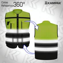 KAMPAK KW553 高能见度反光背心，带多功能口袋和加固扣件，适用于工作、食品和工业场所。 - negro - 查看 9