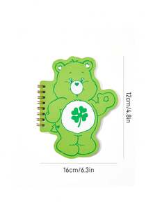 SHEIN X Care Bears 1pc Cute Cartoon Cheer Bear Shaped Portable Spiral Notebook, 80 Pages 40 Sheets Blank Inner Pages, Suitable For Learning, Writing, Drawing, Suitable For Students And Women - Green - View 6