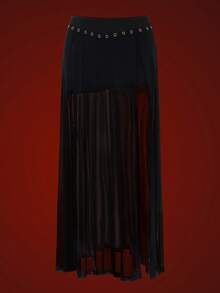 Glisette Falda ajustada con abertura sexy, estilo gótico oscuro, con malla de telaraña de ojo de pollo para mujeres - Negro - Ver 1