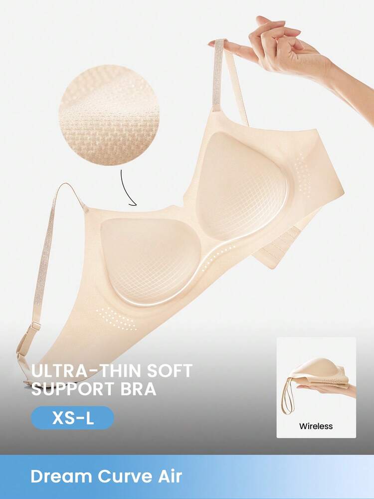 Reggiseno senza fili Dream Curve, traspirante e senza cuciture, con scollo a V, color nudo leggero, adatto anche per adolescenti, giovani e bambine
