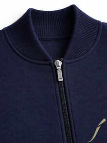 Suéter Bomber de Punto Color Azul Marino para Hombre con Cierre Frontal | Estilo Casual Moderno - Azul Marino - Ver 6