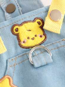 PETSIN 1 chiếc váy có dây đeo thêu hình gấu nhỏ và mật ong, kiểu dáng thú cưng, có khóa kéo hình chữ D, phù hợp cho cả mèo và chó, màu vàng dễ thương với viền xếp ly. - Màu xanh lam - Xem 8